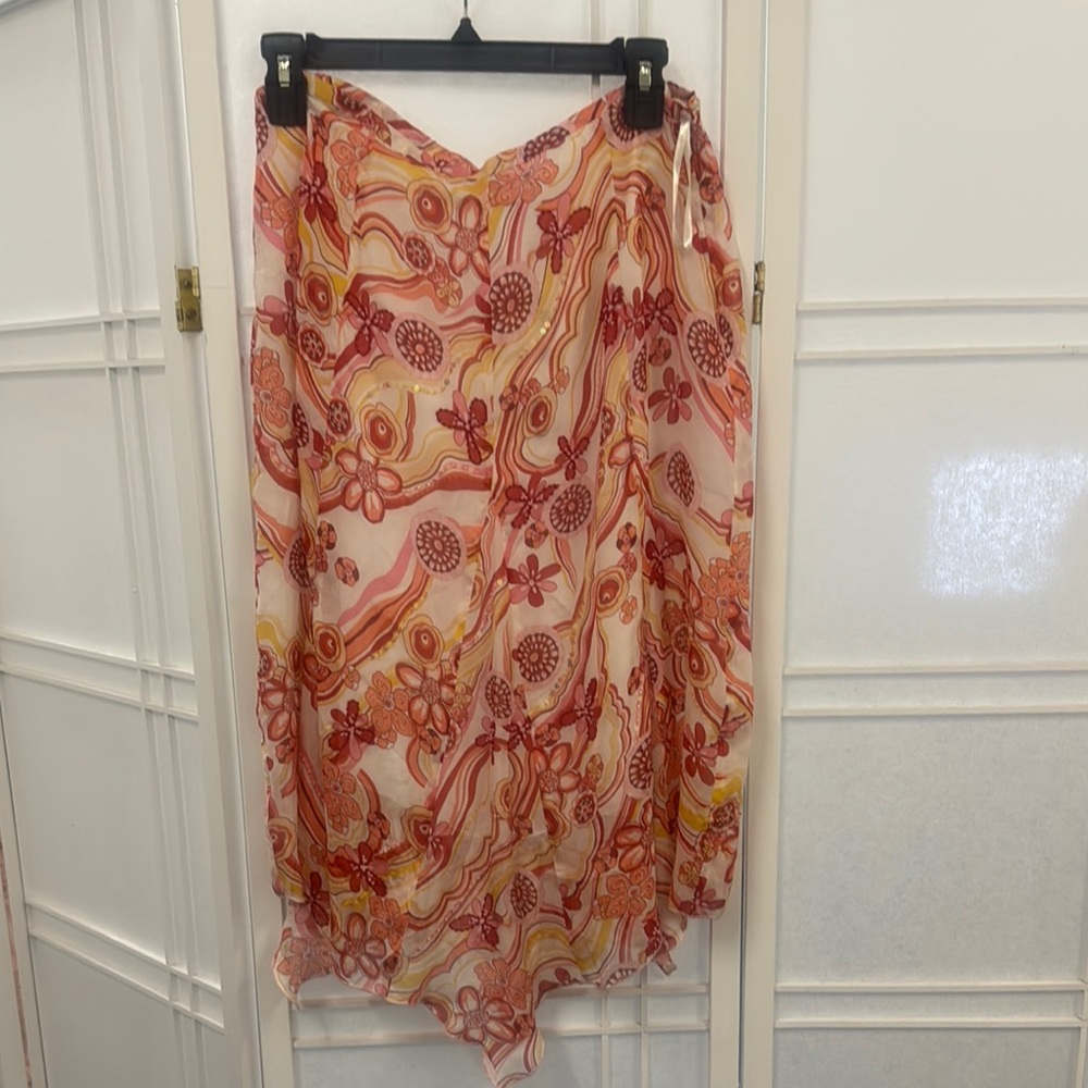 Floral Patterned Skirt in Red and Orange